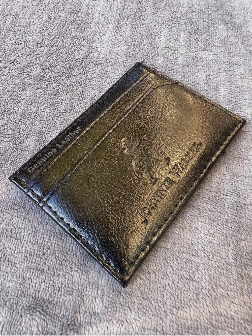 Vintage Johnnie Walker Genuine Leather Card Holder – Slim Wallet RFID Shield